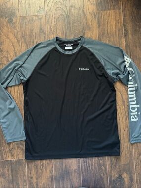 Columbia Large Black Fork Stream Omni-Wick Omni-Shade UPF50 Long Sleeve Shirt